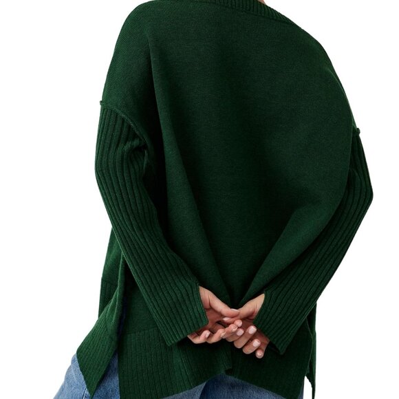 FREE PEOPLE ORION A-LINE TUNIC SWEATER SIZE SMALL BLACK FOREST GREEN NWT - Picture 13 of 13